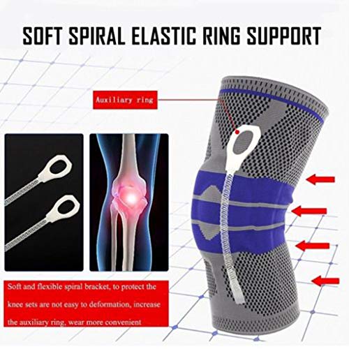 Respaldo Completo de Silicona con Resorte para la Rodilla con Soporte Interno para Almohadillas Deportivas de compresión de menisco Fuerte con Rodilleras - Gris Claro, M