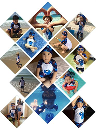 RETON Traje de baño para niños Traje de baño Juegos de Estampado de Dinosaurios Shark con Diferentes Equipos de natación (Blanco Dinosaurio, XX-Large / 7-8 Años)