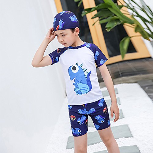 RETON Traje de baño para niños Traje de baño Juegos de Estampado de Dinosaurios Shark con Diferentes Equipos de natación (Blanco Dinosaurio, XX-Large / 7-8 Años)
