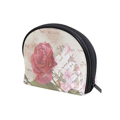 Retro Rose Flower Makeup Bag Organizer Portable Small Cosmetic Bag para Mujeres Niñas Viajes y Uso Diario