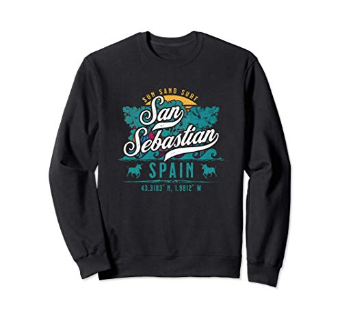 Retro San Sebastian Spain Donostia Basque Sun Sand Surf Gift Sudadera