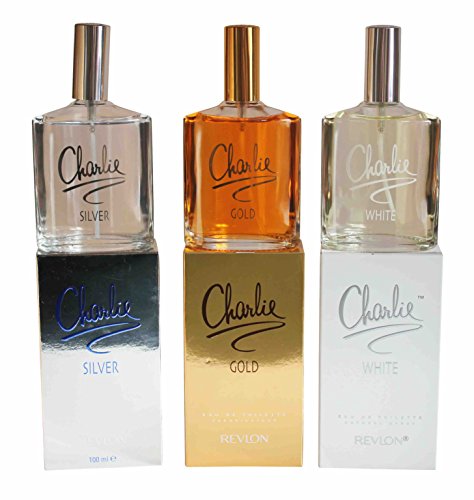 Revlon – Perfume Charlie Bundle for Her – 3 x 100ml – Plata + Oro + blanco – Eau de Toilette Natural Spray Trio