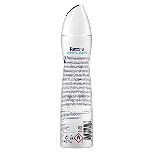 Rexona Algodón Antitranspirante Aerosol para Mujer, Protección 48 horas 200 ml - Pack de 6 x 200 ml, Total 1200 ml