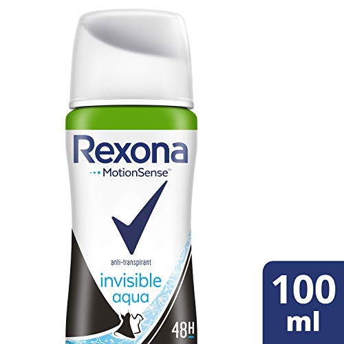 Rexona Invisible Aqua Déodorant Femme Spray Anti-Transpirant Efficace 48h Anti-Traces Blanches et Anti-Traces Jaunes (Lot de 6x100ml)