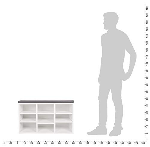 RICOO WM035-W-A, Banco Zapatero, 79x49x30, Armario Interior con Asiento, Organizador Zapatos, Mueble recibidor, Perchero Entrada, Madera Blanco