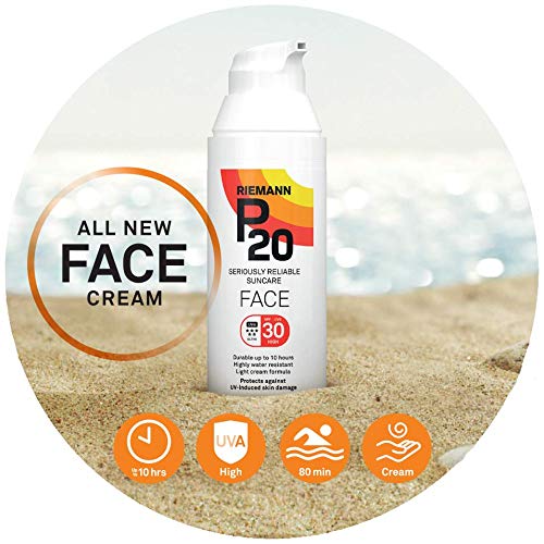 Riemann P20 Crema solar facial SPF30 50 g de larga duración Protección UVA y UVB hasta 10 horas, altamente resistente al agua