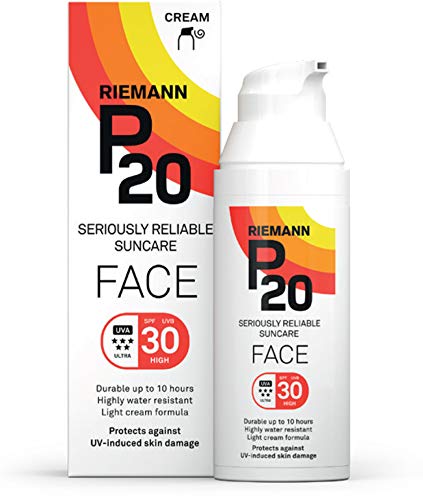 Riemann P20 Crema solar facial SPF30 50 g de larga duración Protección UVA y UVB hasta 10 horas, altamente resistente al agua