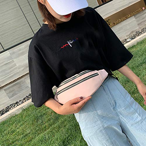 Riñonera de Moda Cuero Original Deportiva Running Cinturón Correr Impermeable Riñoneras para Mujer Hombre Niños Cinturón de Dinero Bolsos de Playa Bandolera Bolsa de Pecho vpass