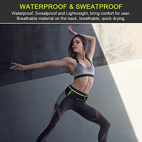 Riñonera Running para correr, impermeable, para entrenamiento, viajes y más, con tiras reflectantes y orificio para auriculares, ideal para todo tipo de teléfonos
