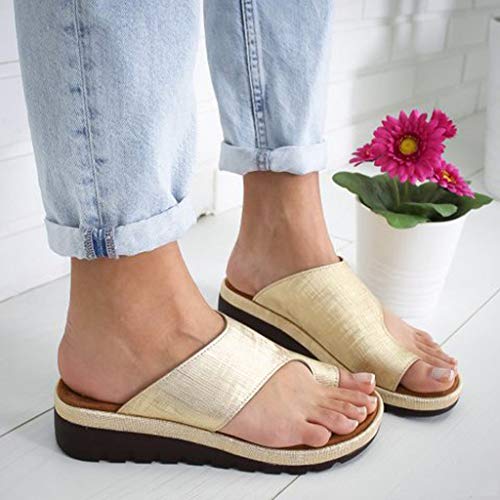 riou 2019 Nuevas Mujeres Cómodas Plataforma Sandalia Zapatos Romanas Verano Playa Viajes Zapatillas Moda Sandalias Cómodas Damas Zapatos Plataforma(Oro, 37)