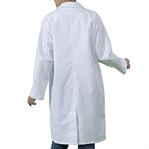 Riou Bata de Laboratorio Blanco Uniformes de Trabajo Mejora médico Abrigo Blanco para Mujer y Hombres Adecuado para Estudiantes Escuela Laboratorio Enfermera Cosplay Vestido