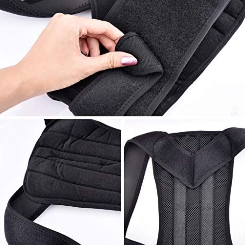 RISTHY Corrector de Postura,Back Brace Cinturón de Soporte Espalda y Hombro Adjustable Transpirable Mejorar Slouch, Dolor de Espalda, Kifosis Torácica Talla Única Para Mujer y Hombre (XL, Negro)