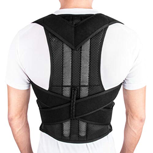 RISTHY Corrector de Postura,Back Brace Cinturón de Soporte Espalda y Hombro Adjustable Transpirable Mejorar Slouch, Dolor de Espalda, Kifosis Torácica Talla Única Para Mujer y Hombre (XL, Negro)