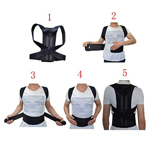 RISTHY Corrector de Postura,Back Brace Cinturón de Soporte Espalda y Hombro Adjustable Transpirable Mejorar Slouch, Dolor de Espalda, Kifosis Torácica Talla Única Para Mujer y Hombre (XL, Negro)
