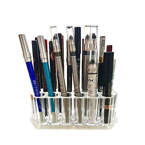 Ritte Soporte para Delineador de Ojos Transparente, Organizador de Pincel de Belleza Acrílico, 26 Espacios Acrílico Transparente Organizador de Maquillaje de Delineador de Labios para Mujeres