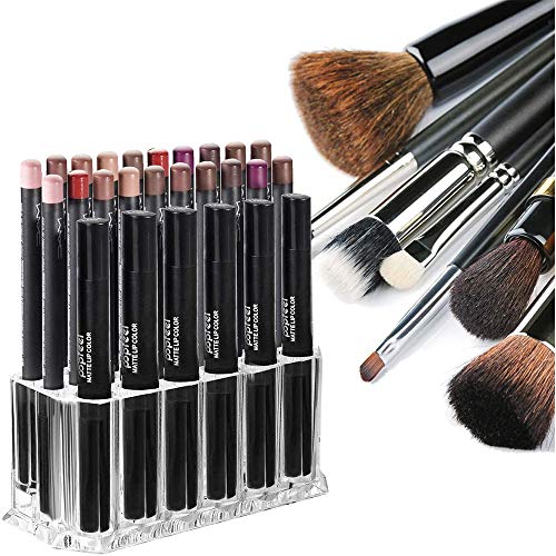 Ritte Soporte para Delineador de Ojos Transparente, Organizador de Pincel de Belleza Acrílico, 26 Espacios Acrílico Transparente Organizador de Maquillaje de Delineador de Labios para Mujeres