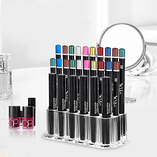 Ritte Soporte para Delineador de Ojos Transparente, Organizador de Pincel de Belleza Acrílico, 26 Espacios Acrílico Transparente Organizador de Maquillaje de Delineador de Labios para Mujeres