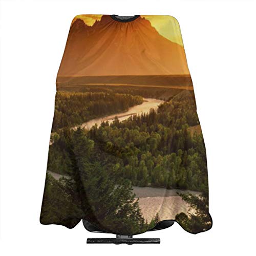 River Sunset Capa profesional de peluquería, delantal de corte de pelo de poliéster, peluquería, peluqueros y barberos para hombres y mujeres, 55 x 66 pulgadas
