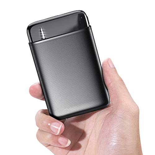 RIWNNI Mini Bateria Externa 10000mAh, Gran Capacidad Power Bank Pequeño y Ligero Batería Portátil con 2 Salida & 2 Entrada Carga Rápida Cargador Portatil Movil para iPhone, iPad, Samsung y Más - Negro