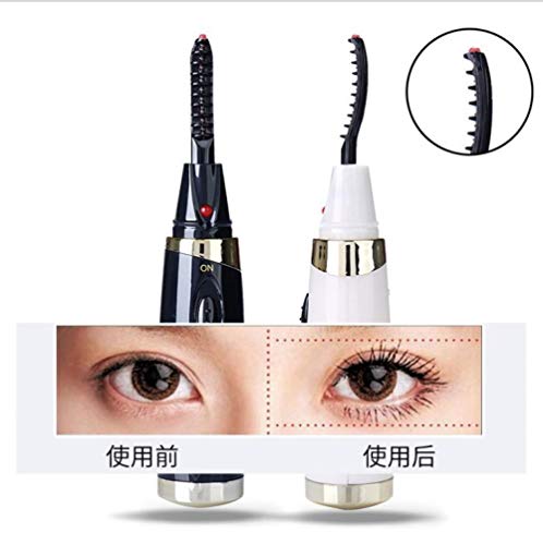 Rizador de Pestañas con Calefacción Eléctrico Térmico Portátil Batería Calentamiento Rápido y Long Lasting Profesional Maquillaje Herramienta Batería Negro Más de 1000