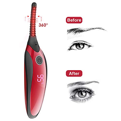 Rizador de pestañas eléctrico, calentamiento rápido rizo natural de larga duración, pantalla LED que muestra la temperatura controlable
