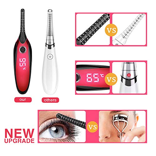 Rizador de pestañas eléctrico, calentamiento rápido rizo natural de larga duración, pantalla LED que muestra la temperatura controlable
