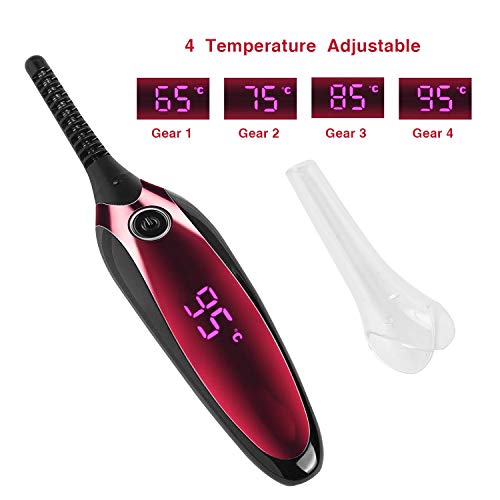 Rizador de pestañas eléctrico, calentamiento rápido rizo natural de larga duración, pantalla LED que muestra la temperatura controlable