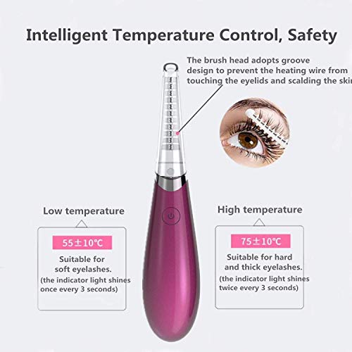 Rizador de Pestañas Eléctrico, Portátil Rizador de Pestañas Calentado con Calefacción USB Recargable Mini Herramientas de Maquillaje Profesional para Calentamiento Rápido y Rizado de Larga Duración