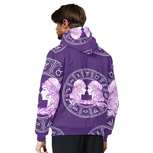 RNGIAN Sudadera con Capucha para Hombre con Cremallera, Invierno, con astrología, Abrigos Gruesos, Hombre, Blanco, XX-Large