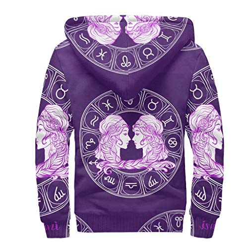 RNGIAN Sudadera con Capucha para Hombre con Cremallera, Invierno, con astrología, Abrigos Gruesos, Hombre, Blanco, XX-Large