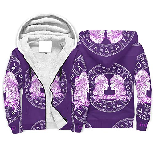 RNGIAN Sudadera con Capucha para Hombre con Cremallera, Invierno, con astrología, Abrigos Gruesos, Hombre, Blanco, XX-Large