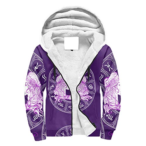 RNGIAN Sudadera con Capucha para Hombre con Cremallera, Invierno, con astrología, Abrigos Gruesos, Hombre, Blanco, XX-Large