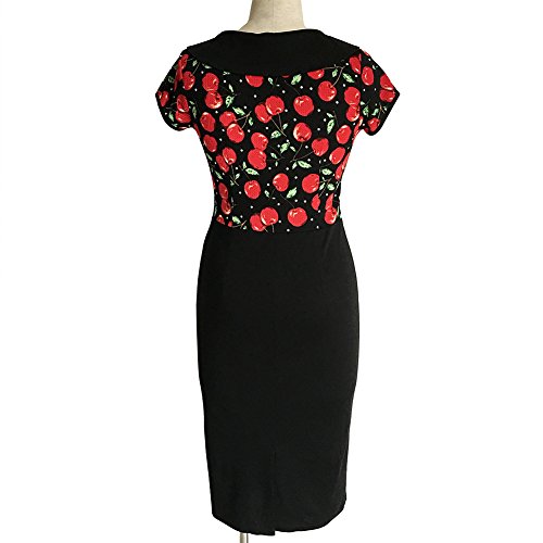 Ro Rox Vestido para Mujer, Estilo Pin up Rockabilly Retro de los años 40-50 Negro Cherries 42-44