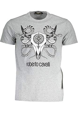 Roberto Cavalli FST666 - Camiseta de manga corta para hombre gris Medium