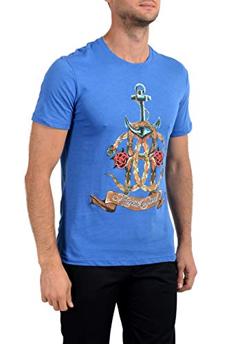 Roberto Cavalli GST644 - Camiseta de manga corta para hombre azul XXL