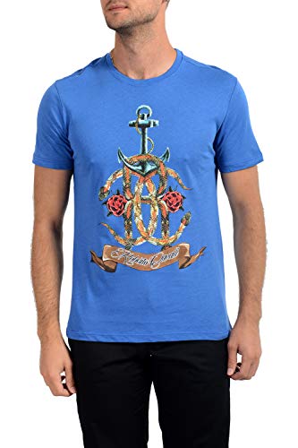 Roberto Cavalli GST644 - Camiseta de manga corta para hombre azul XXL