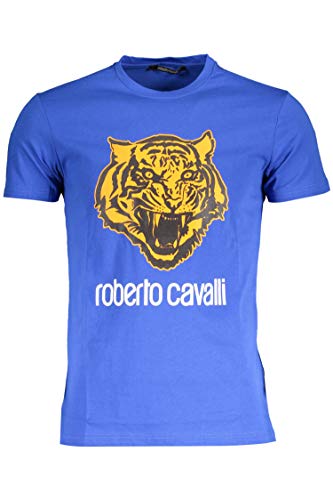 Roberto Cavalli GST647 - Camiseta de manga corta para hombre Blue Bluette Large