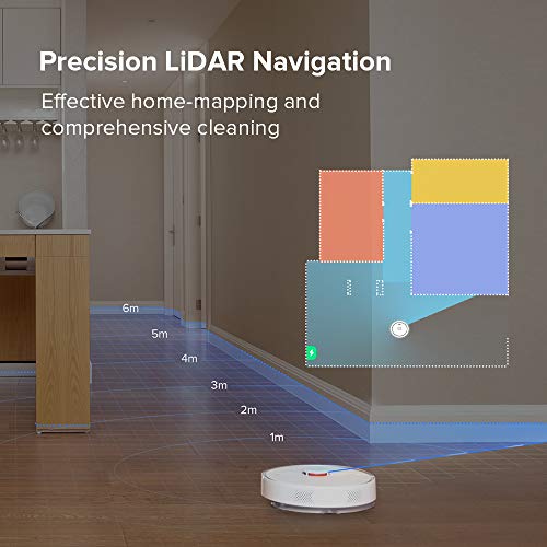 roborock S6 Pure aspirateur Robot con navegación Lidar, Limpieza selectiva de la habitación y Tanque de Agua Ajustable de 180 ml