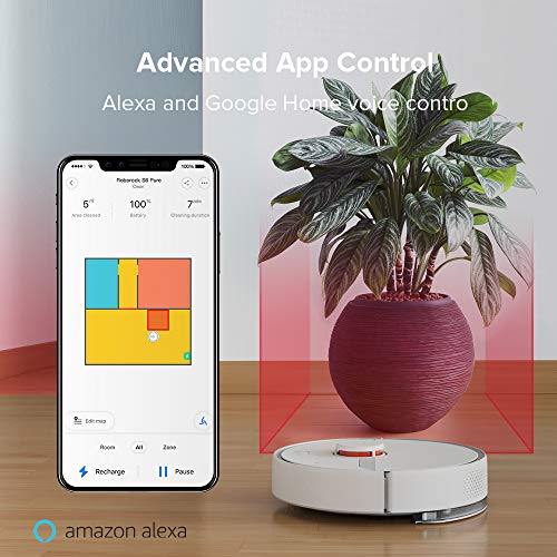 roborock S6 Pure aspirateur Robot con navegación Lidar, Limpieza selectiva de la habitación y Tanque de Agua Ajustable de 180 ml