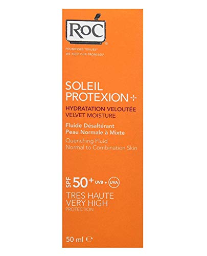 RoC Soleil Protexion+ - Crema hidratante aterciopelada con SPF 50+ (3 unidades)