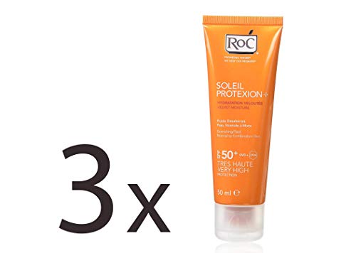 RoC Soleil Protexion+ - Crema hidratante aterciopelada con SPF 50+ (3 unidades)