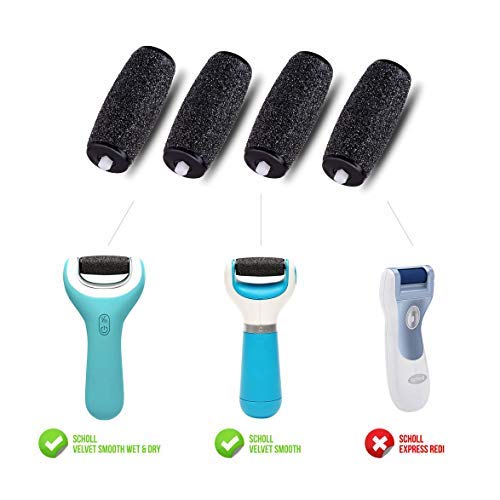 Rodillos de repuesto E-Cron compatible con Scholl Velvet Smooth Diamond Express Pedi, eliminador de asperezas y suaves, 8 recambrio.