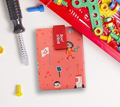 Roll'eat - Boc'n'Roll Kids Bolsa Merienda Porta Sandwich Ecológica y Reutilizable sin BPA, Space Rojo