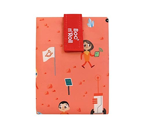 Roll'eat - Boc'n'Roll Kids Bolsa Merienda Porta Sandwich Ecológica y Reutilizable sin BPA, Space Rojo