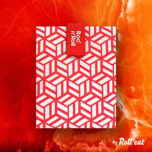 Roll'eat - Boc'n'Roll Tiles Bolsa Merienda Porta Bocadillos Ecológica y Reutilizable sin BPA, Rojo