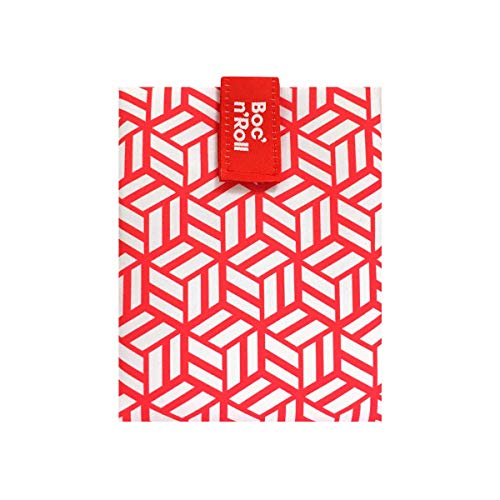 Roll'eat - Boc'n'Roll Tiles Bolsa Merienda Porta Bocadillos Ecológica y Reutilizable sin BPA, Rojo