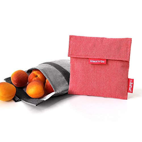 Roll'eat - Snack'n'Go Eco - Bolsa Merienda Porta Snacks Ecológica y Reutilizable sin BPA, Rojo