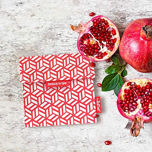 Roll'eat - Snack'n'Go Tiles Bolsa Merienda Porta Sandwich Ecológica y Reutilizable sin BPA, Rojo
