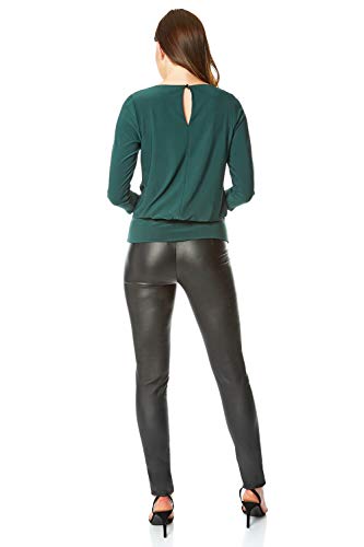 Roman Originals blusa con detalles de metal para mujer – Elegante escritorio de noche para cena, trabajo, oficina, joyas metálicas brillantes adornadas