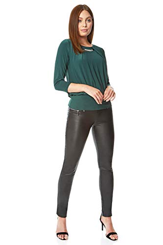 Roman Originals blusa con detalles de metal para mujer – Elegante escritorio de noche para cena, trabajo, oficina, joyas metálicas brillantes adornadas